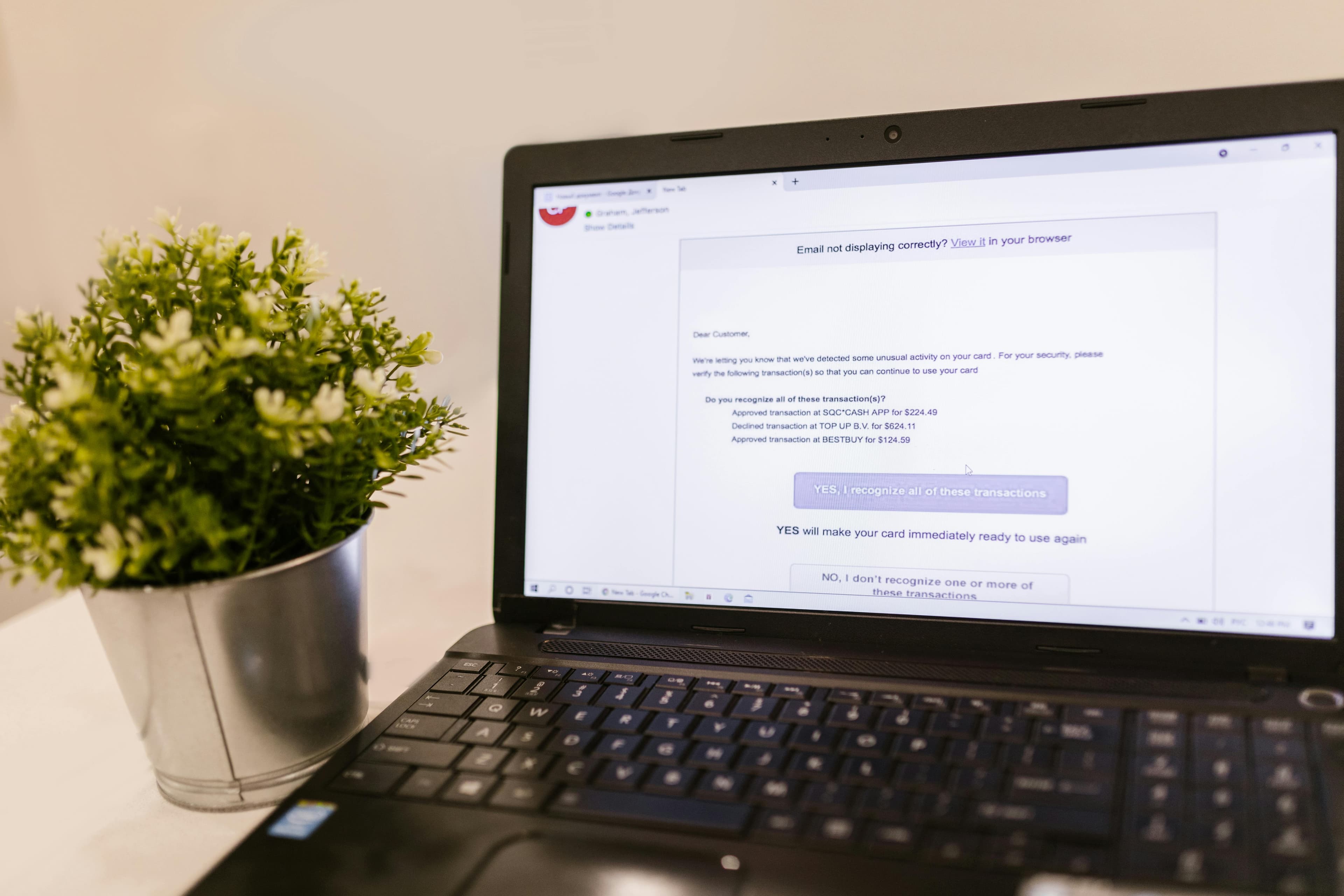 Professional email interface example